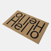 Modern Hello Welcome Word Art on Imitats Burlap Fußmatte (Schrägansicht)