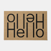 Modern Hello Welcome Word Art on Imitats Burlap Fußmatte (Vorderseite)