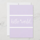 Modern Hello World Foto Lila Geburtsstat Ankündigung (Rückseite)