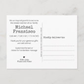 Modern Hello World Fotos Grid Collage Birth Ankündigungspostkarte (Rückseite)