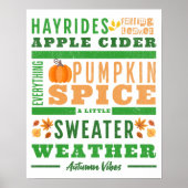 Modern Herbst Fall Word Art Poster (Vorne)