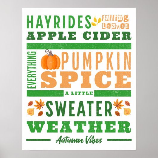 Modern Herbst Fall Word Art Poster (Vorne)