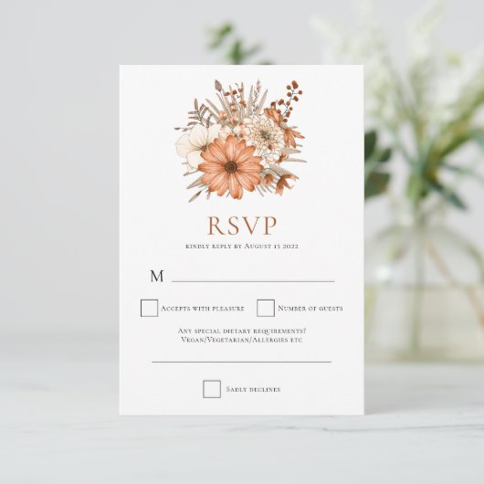 Modern Herbst Flora und Fauna RSVP Karte (Stehend Vorderseite)