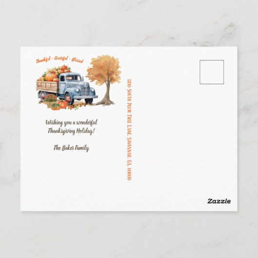 Modern Herbst Herbst Pumpkin Erntedank Postkarte (Rückseite)