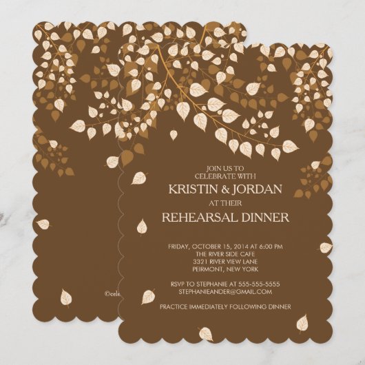 Modern Herbst Herbst Verlassen Probe Abendessen Einladung (Vorne/Hinten)