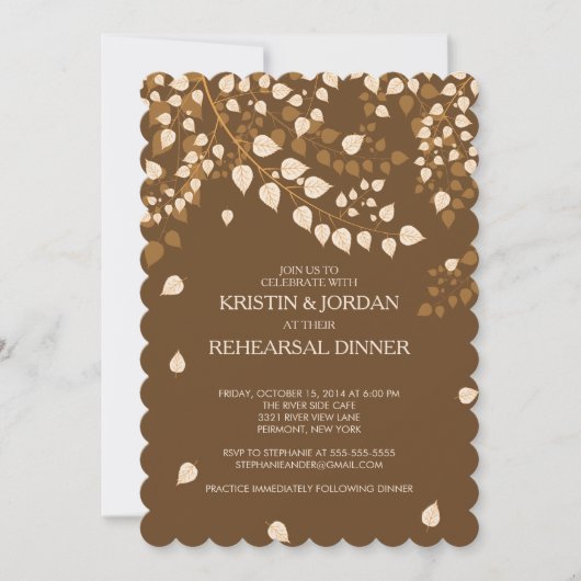 Modern Herbst Herbst Verlassen Probe Abendessen Einladung (Vorderseite)