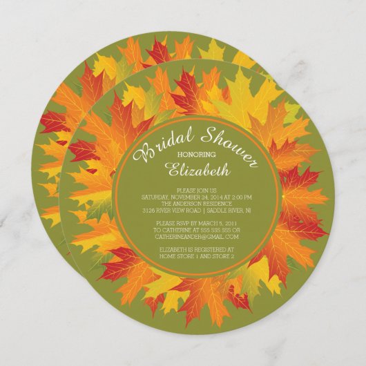 Modern Herbst Herbstdusche Einladung (Vorne/Hinten)