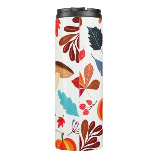 Modern Herbst Pumpkin Leaf Muster Thermosbecher (Rückseite)