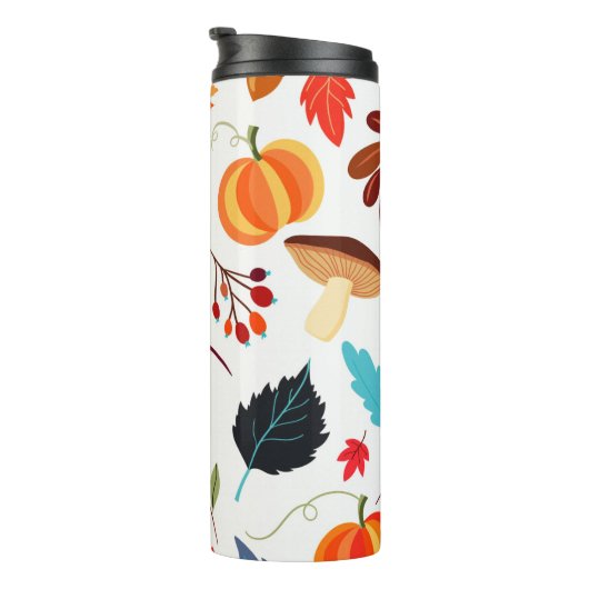 Modern Herbst Pumpkin Leaf Muster Thermosbecher (Nach rechts gedreht)