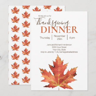 Modern Herbstleaf Erntedank Dinner Einladung