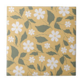 Modern Heritage Daisy Butterscotch & Grüne Floral Fliese (Vorderseite)