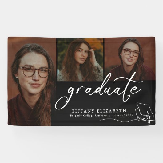 Modern Herzlichen Glückwunsch Foto Graduation Part Banner (Horizontal)