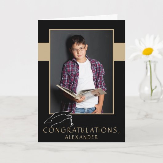 Modern Herzlichen Glückwunsch Graduierung Cap Grad Karte (Kleine Pflanze)