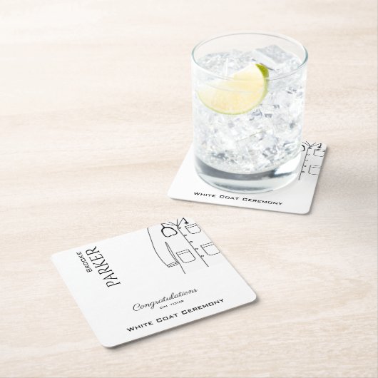 Modern Herzlichen Glückwunsch White Coat Zeremonie Rechteckiger Pappuntersetzer (Vor Ort)