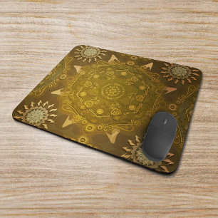 Modern hexa golden ursidae mandala art mousepad