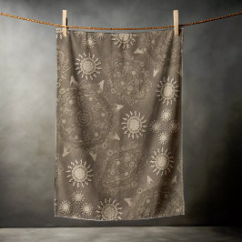 Modern Hexa sepia Golden ursidae mandala Art Strandtuch