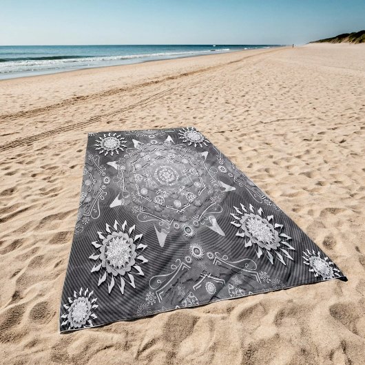 Modern-Hexa-Ursidae-Mandala-Kunst Strandtuch