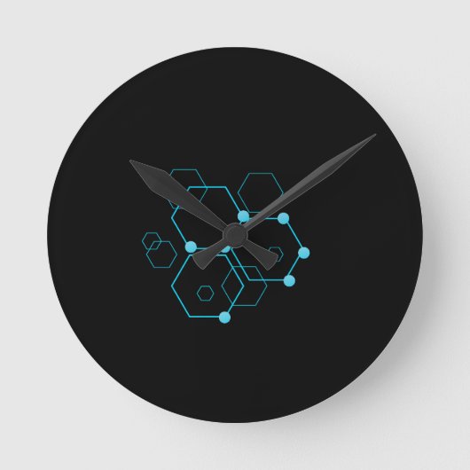Modern Hexagon Inside Circle Wall Clock  Runde Wanduhr (Vorderseite)