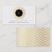 MODERN HEXAGON-Monogramm-Spot, goldenes Muster Visitenkarte (Vorne/Hinten)