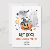 Modern Hey Boo Halloween-Party Einladung (Vorderseite)