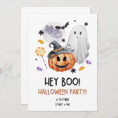 Modern Hey Boo Halloween-Party Einladung (Vorne/Hinten)