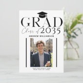 Modern high school graduate 2 photo graduation ankündigung (Stehend Vorderseite)