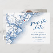 Modern Hilton Head South Carolina Karte Hochzeit (Vorne/Hinten)