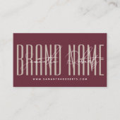 Modern hinzufügen Markennamen elegant bordeauxrot Visitenkarte (Vorderseite)