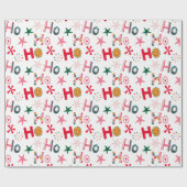 Modern Ho Ho Ho farbenfrohe Weihnachten Geschenkpapier (Flach)