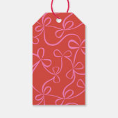 Modern Holiday Bold Red & Pink Ribbon Pattern Geschenkanhänger (Rückseite)
