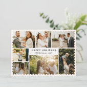 Modern Holiday Card with Photo Collage Einladung (Stehend Vorderseite)