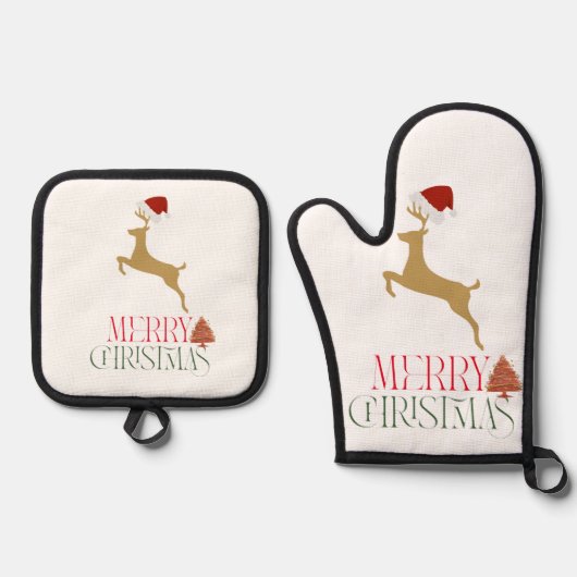 Modern Holiday Christmas Ofenhandschuh & Topflappen-Set (Vorderseite)