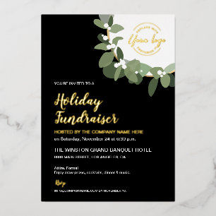 Modern Holiday Corporate Logo Fundraiser Gala Gold Folien Feiertagskarte