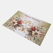 Modern Holiday Flowers Doormat Fußmatte (Schrägansicht)