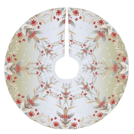 Modern Holiday Flowers Tree Skirt Polyester Weihnachtsbaumdecke (Vorderseite)