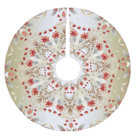 Modern Holiday Flowers Tree Skirt Polyester Weihnachtsbaumdecke (Vorderseite)