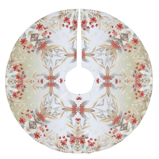 Modern Holiday Flowers Tree Skirt Polyester Weihnachtsbaumdecke (Vorderseite)