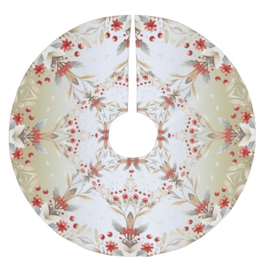 Modern Holiday Flowers Tree Skirt Polyester Weihnachtsbaumdecke (Vorderseite)