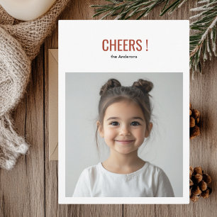 Modern Holiday Foto Card Red Cheers Einladung