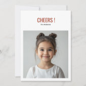 Modern Holiday Foto Card | Red Cheers Einladung (Vorderseite)