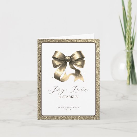Modern Holiday Gold Bow Elegante Feiertagskarte (Vorderseite)