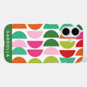 Modern Holiday Green Pink Geometrie Personalisiert Case-Mate iPhone Hülle (Rückseite (Horizontal))