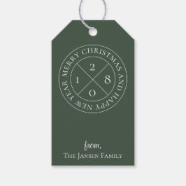 Modern Holiday Logo Forest Green Gift Tags Geschenkanhänger