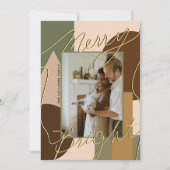 Modern Holiday Merry Bright Earth Töne Foto Geo (Vorderseite)