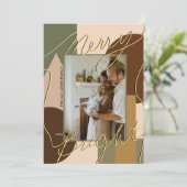 Modern Holiday Merry Bright Earth Töne Foto Geo (Stehend Vorderseite)