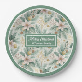 Modern Holiday Paper Plates White Poinsettia Style Pappteller (Vorderseite)
