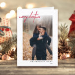 Modern Holiday Red White Christmas Card Feiertagskarte<br><div class="desc">Wünschen Sie Ihren Freunden und Familie Frohe Weihnachten in dieser Weihnachtszeit mit diesem Foto Weihnachtskarte.</div>