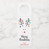 Modern Holiday Whimsical Reindeer Christmas Flaschenanhänger (Vorderseite)