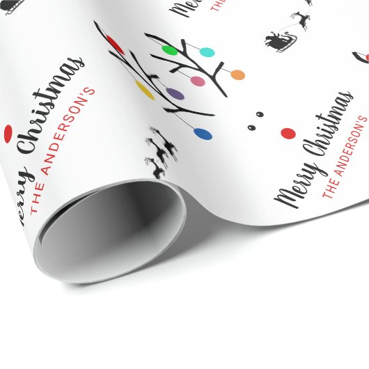 Modern Holiday Whimsical Reindeer Christmas Geschenkpapier (Rolleneckpunkt)