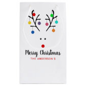Modern Holiday Whimsical Reindeer Christmas Kleine Geschenktüte (Rückseite)